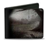 Buckle-Down Horror Movies Bifold The Conjuring House Scene Logo Wallet Black White Vegan Leather, White/Opulent Garden, 4.0 x 3.5 inches, Casual