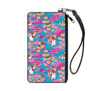 Buckle-Down Horror Movies Wallet, Zip Clutch, Gremlins The New Batch Gizmo Poses Peace Collage Blues Pinks, Canvas, XS, Casual