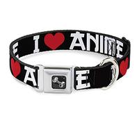 Buckle Down I Heart Anime Bold Black/White/Red Dog Collar Bone
