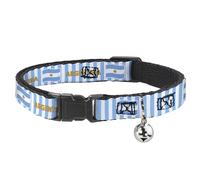 Buckle-Down International Soccer Fan Cat Collar, Breakaway Collar with Bell, National Team Pride Series Argentina Spirit Flag, 8.5 to 12 Inches 0.5 Inch Wide