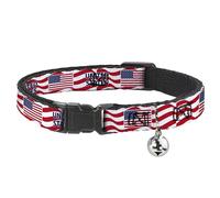 Buckle-Down International Soccer Fan Cat Collar, Breakaway Collar with Bell, National Team Pride Series United States Spirit Flag, 8.5 to 12 Inches 0.5 Inch Wide