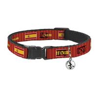 Buckle-Down International Soccer Fan Cat Collar, Breakaway Collar with Bell, National Team Pride Series Spain Spirit Flag, 8.5 to 12 Inches 0.5 Inch Wide