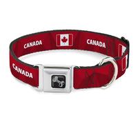 Buckle-Down International Soccer Fan Pet Collar, Dog Collar Metal Seatbelt Buckle, National Team Pride Series Canada Spirit Flag, 16 to 23 Inches 1.5 Inch Wide