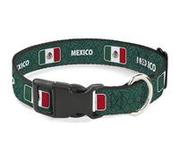 Buckle-Down International Soccer Fan Pet Collar, Dog Collar Plastic Buckle, National Team Pride Series Mexico Spirit Flag, 9.5 to 14.5 Inches 0.5 Inch Wide