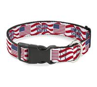 Buckle-Down International Soccer Fan Pet Collar, Dog Collar Plastic Buckle, National Team Pride Series United States Spirit Flag, 15 to 24 Inches 1.0 Inch Wide