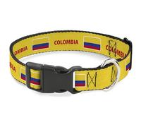 Buckle-Down International Soccer Fan Pet Collar, Dog Collar Plastic Buckle, National Team Pride Series Colombia Spirit Flag, 15 to 24 Inches 1.0 Inch Wide