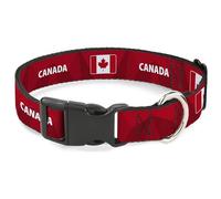 Buckle-Down International Soccer Fan Pet Collar, Dog Collar Plastic Buckle, National Team Pride Series Canada Spirit Flag, 7 to 8.5 Inches 0.5 Inch Wide