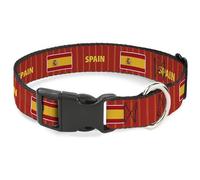 Buckle-Down International Soccer Fan Pet Collar, Dog Collar Plastic Buckle, National Team Pride Series Spain Spirit Flag, 11 to 16.5 Inches 1.0 Inch Wide
