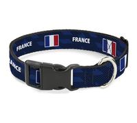 Buckle-Down International Soccer Fan Pet Collar, Dog Collar Plastic Buckle, National Team Pride Series France Spirit Flag, 16 to 23 Inches 1.5 Inch Wide
