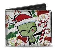 Buckle-Down Invader Zim Wallet, Bifold, Holiday Invader Zim Santa GIR Candy Cane Pose Multi Color, Vegan Leather