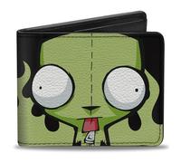 Buckle-Down Invader Zim Wallet, Bifold, Invader Zim GIR Dog Tongue Out Pose Black Green, Vegan Leather