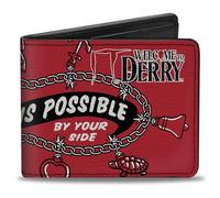 Buckle-Down IT Wallet, Bifold, It Welcome To Derry Anything Is Possible Charm Bracelet Icons, Vegan Leather