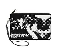 Buckle-Down IT Wallet, Zip Clutch, It Pennywise Face Close Up Come Home Black White, Canvas, L, Casual