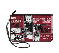 Buckle-Down IT Wallet, Zip Clutch, It Pennywise Poses and Quotes Collage Red White Grays, Canvas, L, Casual