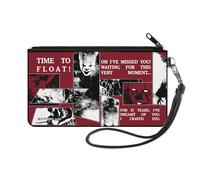 Buckle-Down IT Wallet, Zip Clutch, It Pennywise Poses and Quotes Collage Red White Grays, Canvas, S, Casual