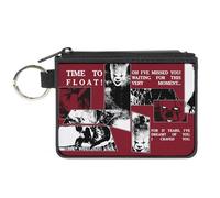 Buckle-Down IT Wallet, Zip Clutch, It Pennywise Poses and Quotes Collage Red White Grays, Canvas, XS, Casual