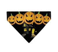 Buckle-Down Jack O Lanterns Haunted House Black Yellow Slip On Collar Bandana Only