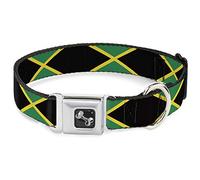 Buckle-Down Jamaica Flags Dog Collar Bone, Small/9-15