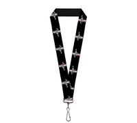 Buckle-Down - Key Chain - Lanyard - 1.0" - Ford Mustang W/Bars Logo Repeat womens Unisex One Size