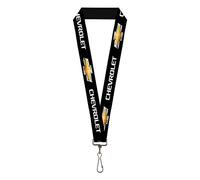 Buckle Down Men's Lanyard-1.0"-Chevrolet/Bowtie Black/Gold/White Repeat Key Chain, Multicolor, One Size