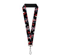 Buckle Down Unisex-Adult's Lanyard-1.0"-Harley Quinn Shooting Poses/Diamonds Black/Key Chain, Multicolor, One Size