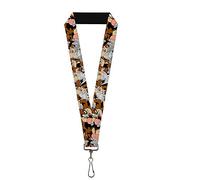 Buckle Down Men's Lanyard-1.0-Tasmanian Devil Vortex Poses Stacked Charcoa Key Chain, Multicolor, One Size
