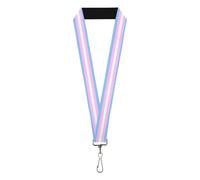 Buckle-Down Lanyard, Flag Transgender Baby Blue Baby Pink White, Elastic, Multi-colored