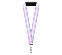 Buckle-Down Lanyard, Flag Transgender Baby Blue Baby Pink White, Elastic, Multi-colored