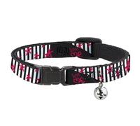 Buckle Down Love Me Sketch Stars Stripes Breakaway Cat Collar with Bell, Plastic Clip, Easy Adjustable- 8.5 to 12 Inches 0.5 Inch Wide
