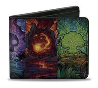 Buckle-Down Magic the Gathering Wallet, Bifold, Magic the Gathering Stained Glass Mana Symbols Multi Color, Vegan Leather, Multicolor, 4.0" x 3.5", Casual