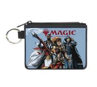 Buckle-Down Magic: The Gathering Wallet, Zip Clutch, Magic Three Planeswalker Group Pose and Title Logo Light Blue, Canvas, Blue, XS, Casual
