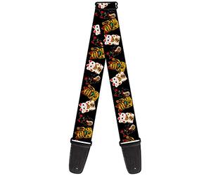 buckle-down Maneki Neko Lucky Cats Guitar Strap 34-60 Inches Gold/Black/White