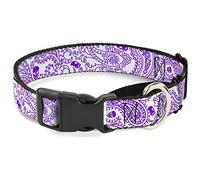 Buckle-Down Martingale Dog Collar - Bandana/Skulls Purple/White - 1" Wide - Fits 15-26" Neck Size - Large