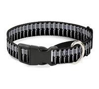 Buckle-Down Martingale Dog Collar - Bullets Black/Gray - 1.5" Wide - Fits 13-18" Neck Size - Small