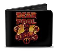 Buckle-Down Marvel Comics Wallet, Bifold, Deadpool and Deadpool Corps Founding Member Poses Black, Vegan Leather