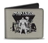 Buckle-Down Masters of the Universe Wallet, Bifold, Masters of the Universe Skeletor and the Evil Ones Group Gray, Vegan Leather