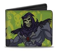 Buckle-Down Masters of the Universe Wallet, Bifold, Masters of the Universe Skeletor Power Sword Pose Greens, Vegan Leather