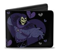 Buckle-Down Masters of the Universe Wallet, Bifold, MOTU Skeletor I Hate Everyone Equally Heart Pose Black Blues, Vegan Leather