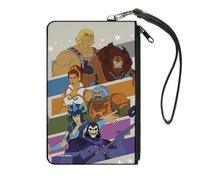 Buckle-Down Masters of the Universe Wallet, Zip Clutch, Masters of the Universe Character Stripe Poses Multi Color, Canvas, Multicolor, L, Casual
