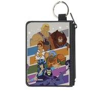 Buckle-Down Masters of the Universe Wallet, Zip Clutch, Masters of the Universe Character Stripe Poses Multi Color, Canvas, Multicolor, XS, Casual