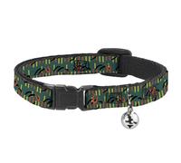 Buckle-Down MCO Carpet Pattern, Breakaway Cat Collar with Bell, Plastic Clip, Easy Adjustable, 8.5 to 12"-0.5" Wide