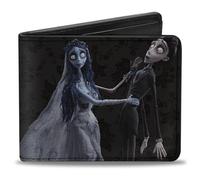 Buckle-Down Men's Horror Movies Wallet, Bifold, Corpse Bride Emily Victor Pose Logo Grays Black White, Vegan Leather, 4.0" x 3.5", Corpse Bride, 4.0" x 3.5", Horror Movies Wallet, Bifold, Corpse Bride