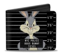 Buckle-Down Men's Bifold Wallet Bugs Bunny Bi-Fold, Black & White, 4.0" x 3.5"