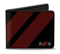 Buckle-Down Men's Bifold Wallet Dodge, Dodge, 4.0" x 3.5", Dodge Wallet, Bifold, Dodge Rhombus Stripe Demon Hellcat Icon Black Red White, Vegan Leather
