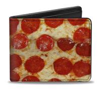 Buckle-Down Men's Bifold Wallet Pizza Bi-Fold, Multicolor, 4.0" x 3.5"