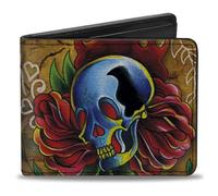 Buckle-Down Men's Bifold Wallet Tattoo Johnny Candles & Skulls Bi-Fold, Multicolor, 4.0" x 3.5"