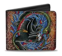 Buckle-Down Men's Bifold Wallet Tattoo Johnny Panther Bi-Fold, Multicolor, 4.0" x 3.5"