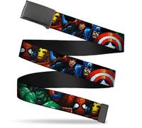 Buckle-Down Men's Buckle-down Web Avengers 1.25" Belt, Marvel Universe Superheroes Stacked, 1.25 Wide - Fits up to 42 Pant Size UK