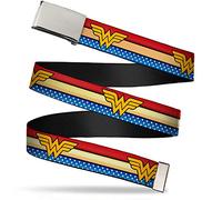 Buckle-Down Men's Web Belt Wonder Woman 1.25", Multicolor, Wide-Fits up to 42" Pant Size