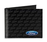 Buckle Down Men's Canvas Bi-fold Wallet-Ford Oval Corner W/Text, Multi, One Size
